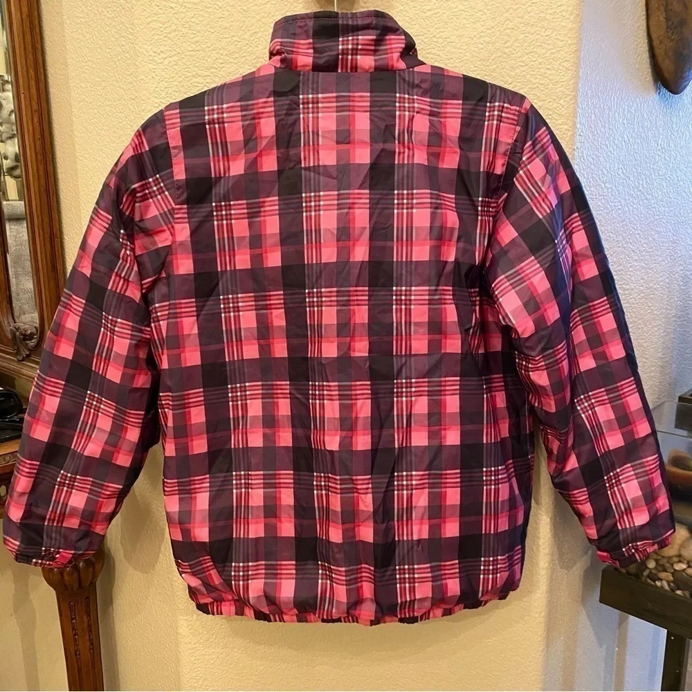 THE NORTH FACE Girls Pink Plaid Lightweight Zipped Jacket Size L(14/16)